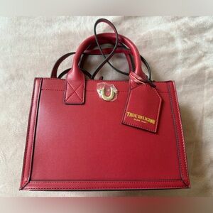 True religion mini tote Red NEW long crossbody handle